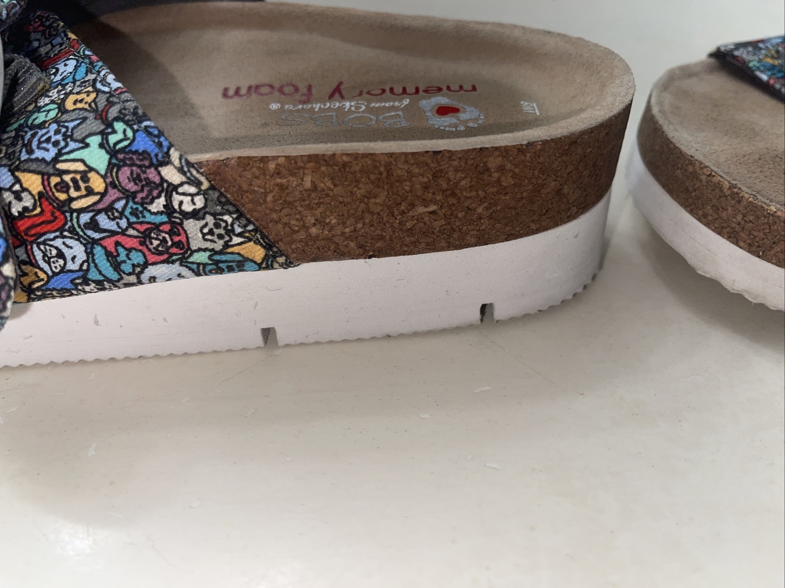 Bobs from Skechers Platform Bohemian Dog Print Double Buckle Sandals Sz 8 Mm15