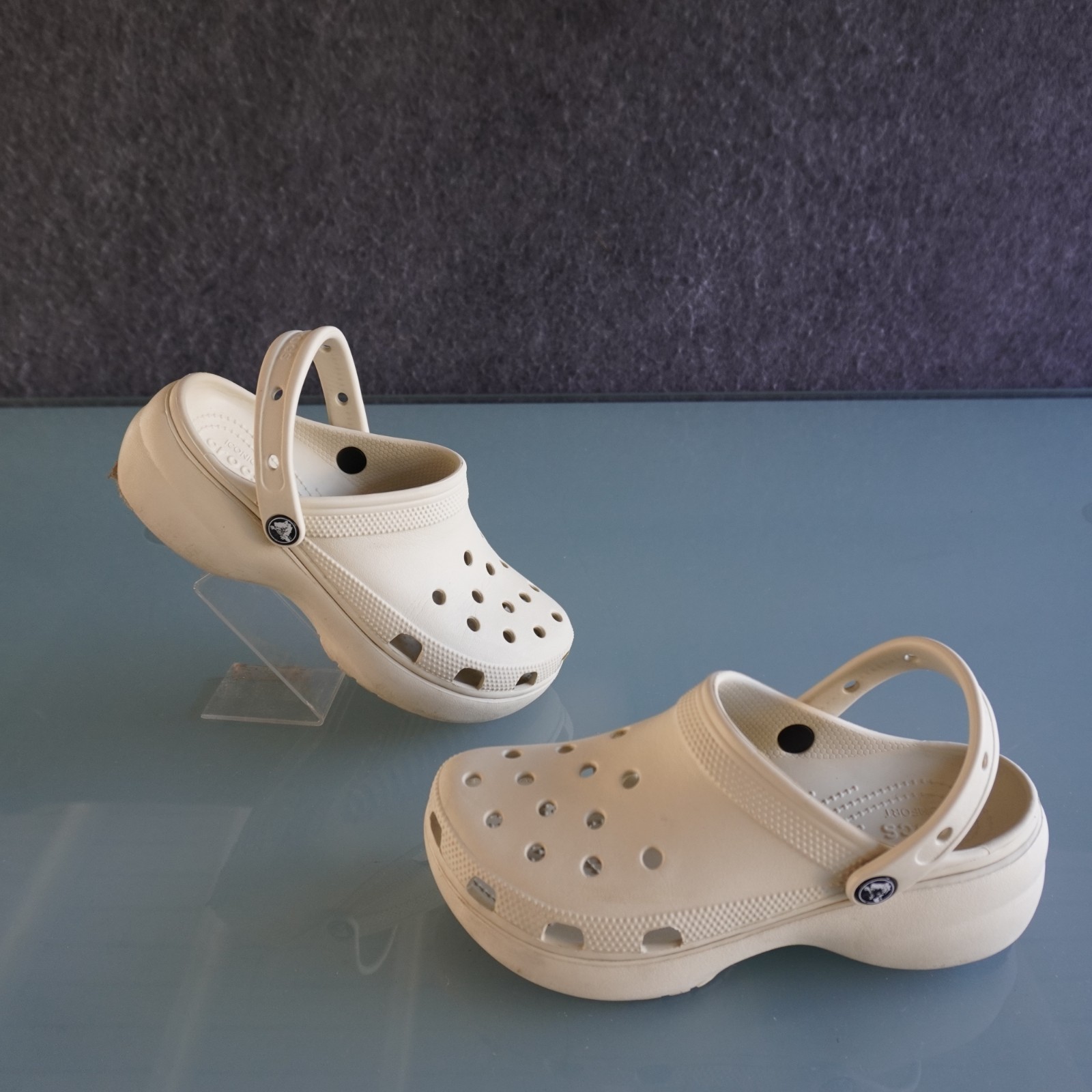 Crocs Women Classic Platform Clog Bone Beige Size 8 W8 Comfort Sandal 206750