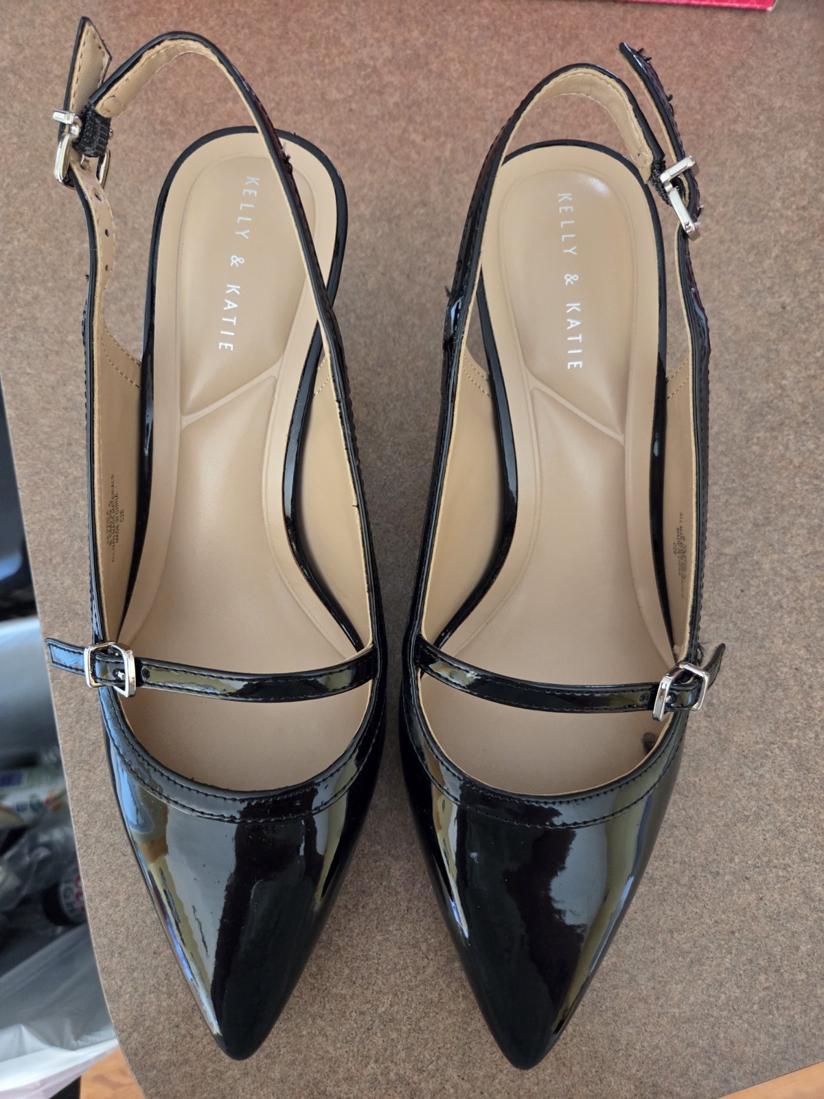 KELLY & KATIE Women’s Black Slingback Heels, Size 8.5M