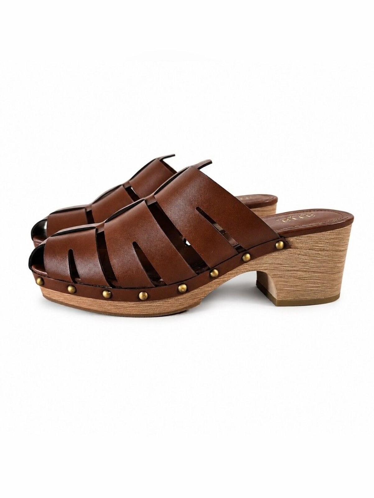 A.N.A Fernberg Boho Retro Fisherman Clog Mule Sandals Size 9.5M Brown Studded