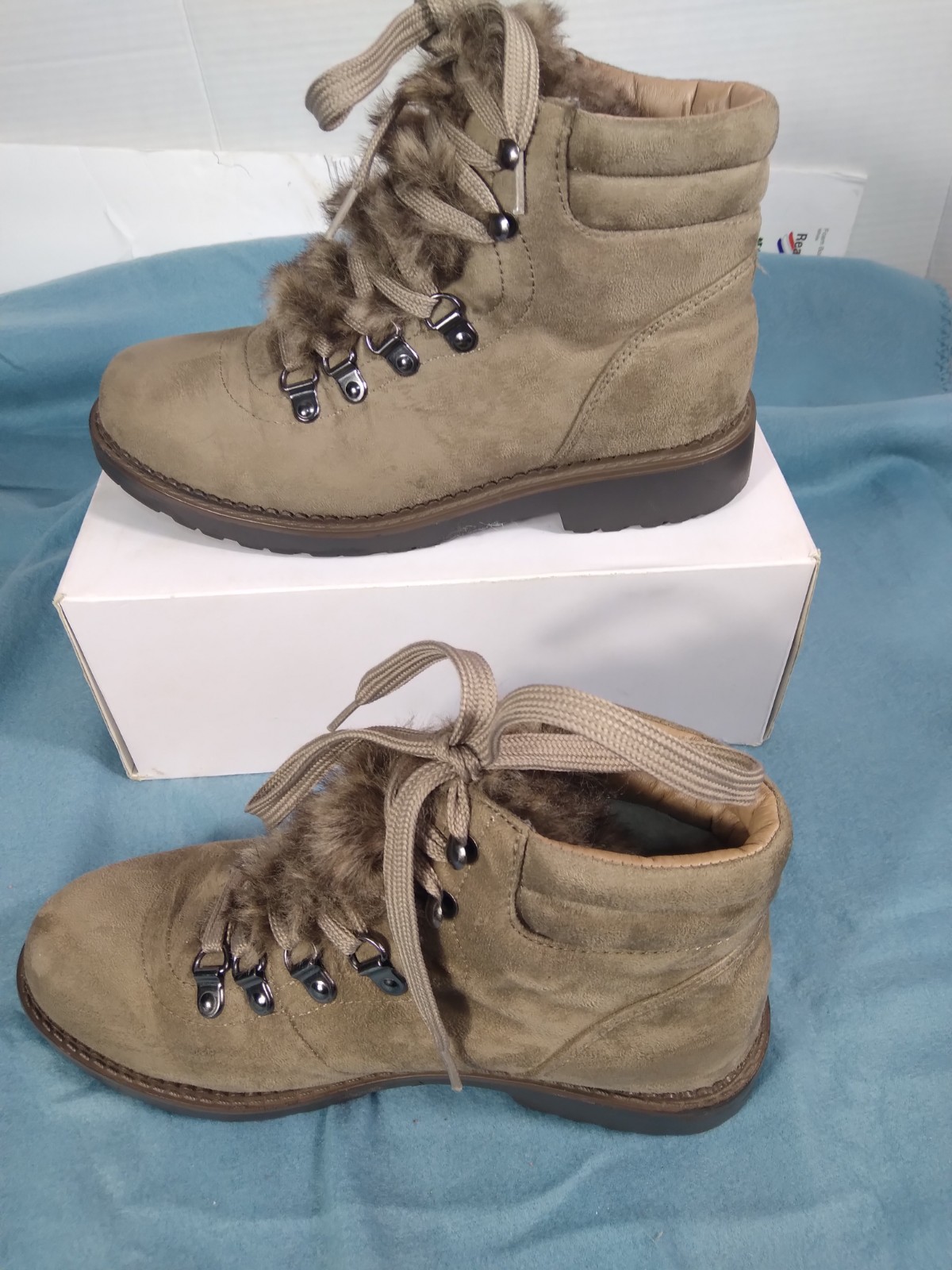 Spirit Textile Upper W Fur Trim Lace-Up Boots 7.5