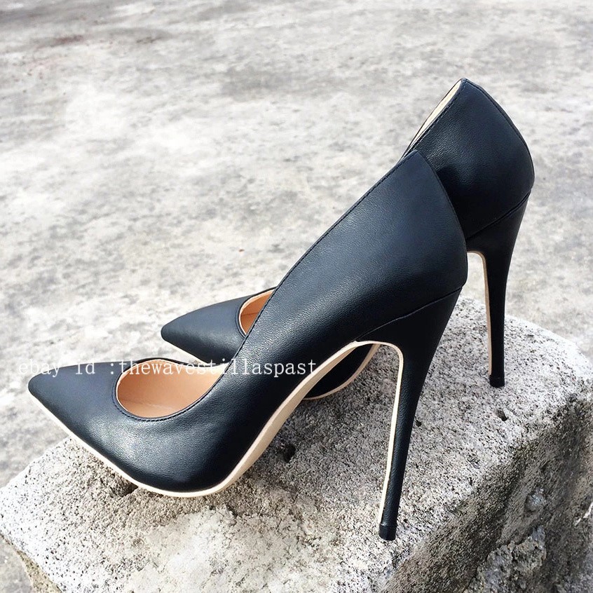 Solid Color Women Sexy Pointed Toe Pumps Ultra High Thin Stiletto Heels Shoes