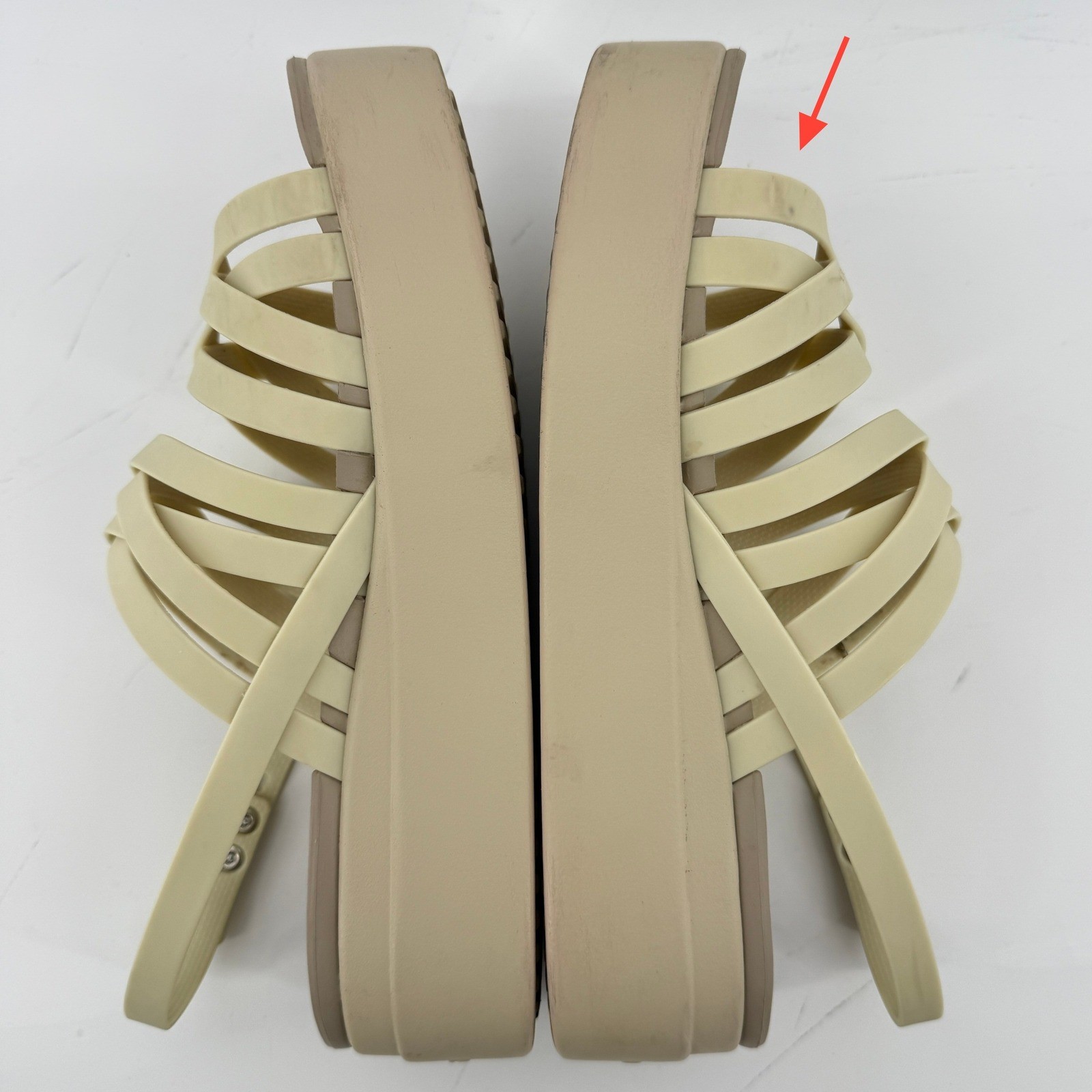 Crocs Brooklyn Strappy Low Wedge Sandal Bone Cream Women 9 Comfort LiteRide Y2K