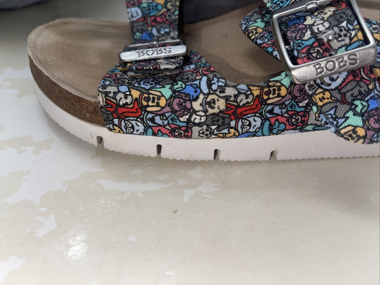 Bobs from Skechers Platform Bohemian Dog Print Double Buckle Sandals Sz 8 Mm15