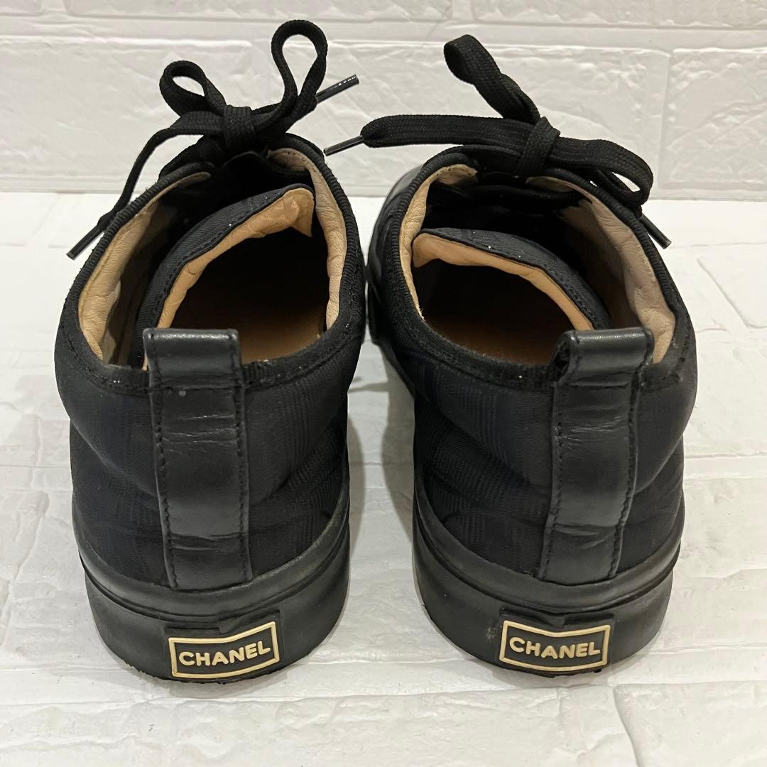 CHANEL Sneakers Shoes Low-Cut Cocomark EU 36 US 6 Black Authentic