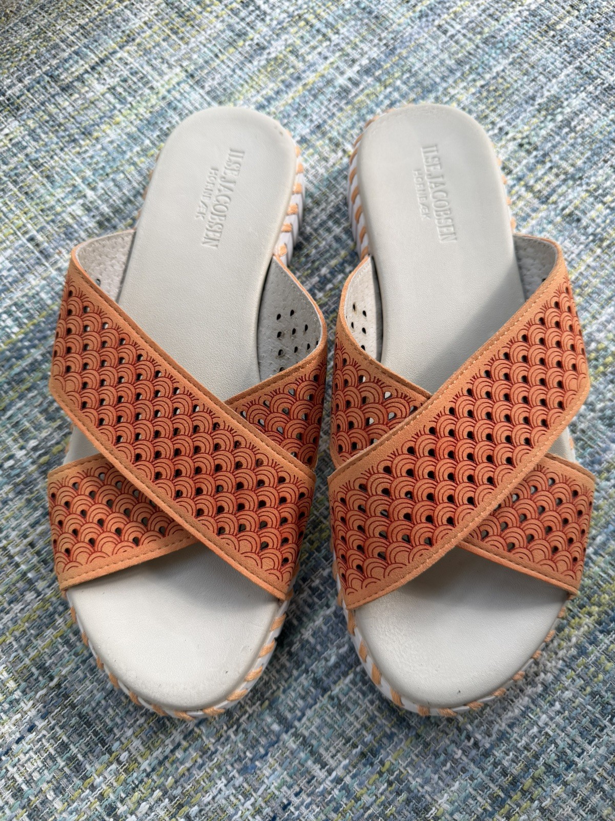 Ilse Jacobsen Tulip Sandals Women 39/8.5 Orange Cross Strap Slide – Lightly Worn