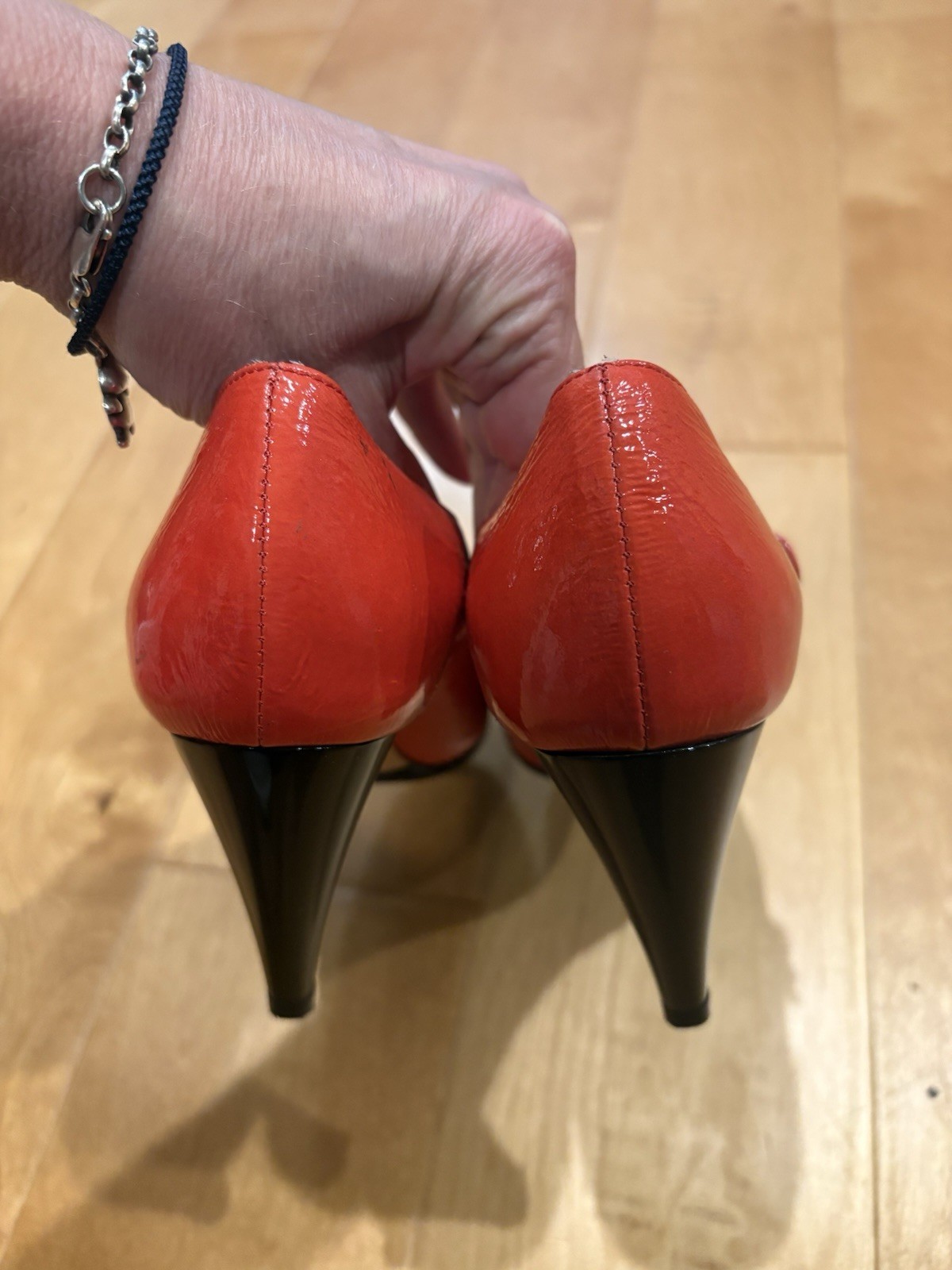 Navyboot Italy patent leather heel Mary Jane shoes red 38 7