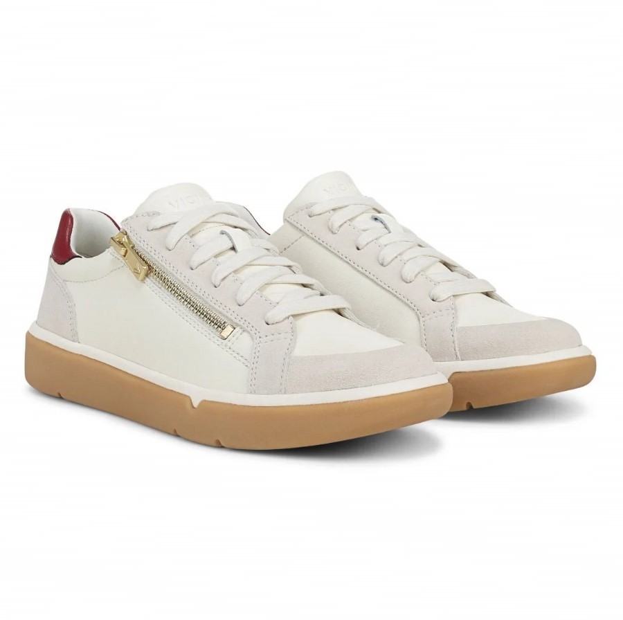 VIONIC Women City Walk AXS Sneaker, Ivory Leather (NEW)