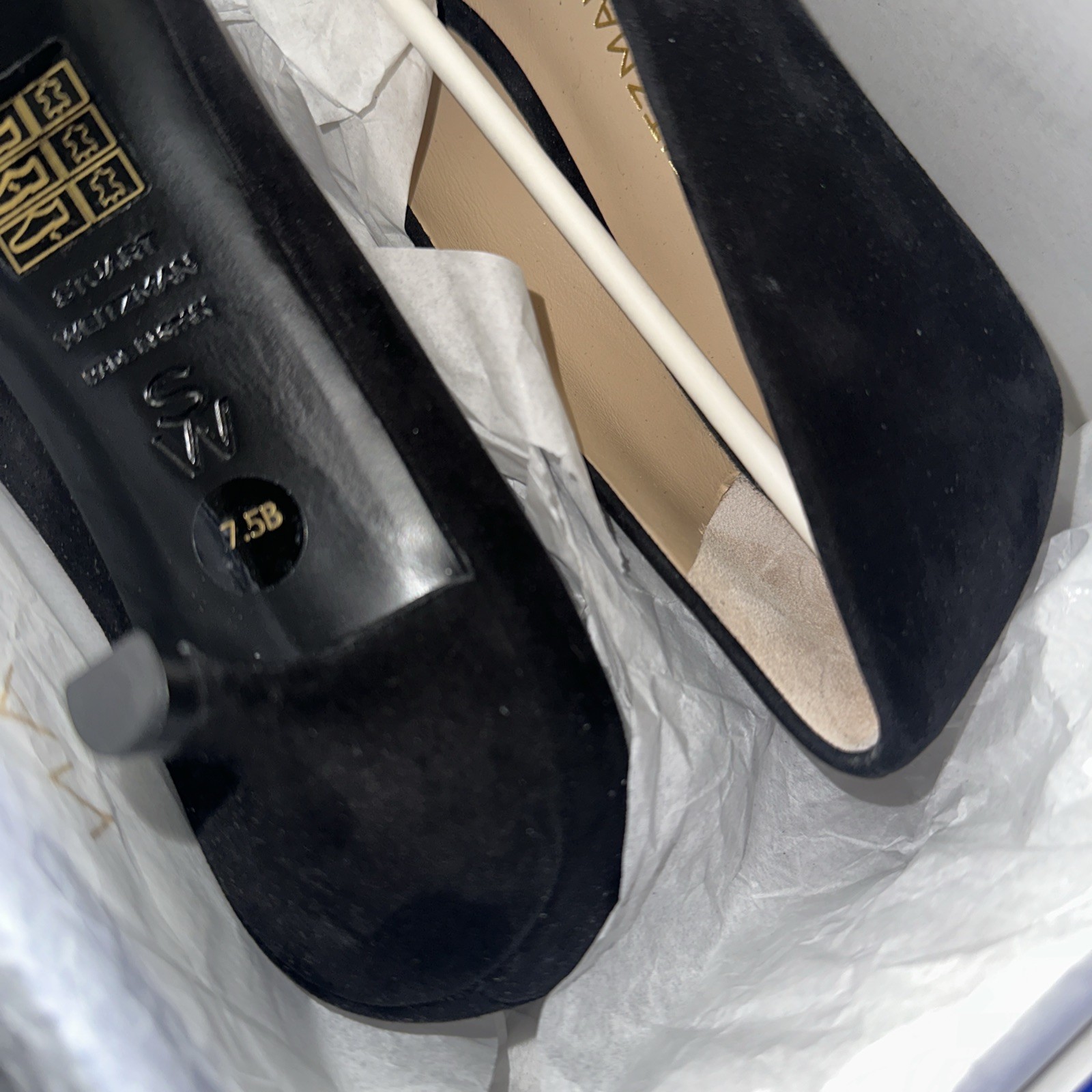 Stuart Weitzman Stuart Power 50 BLACK SIZE 7.5 B SUE-Suede