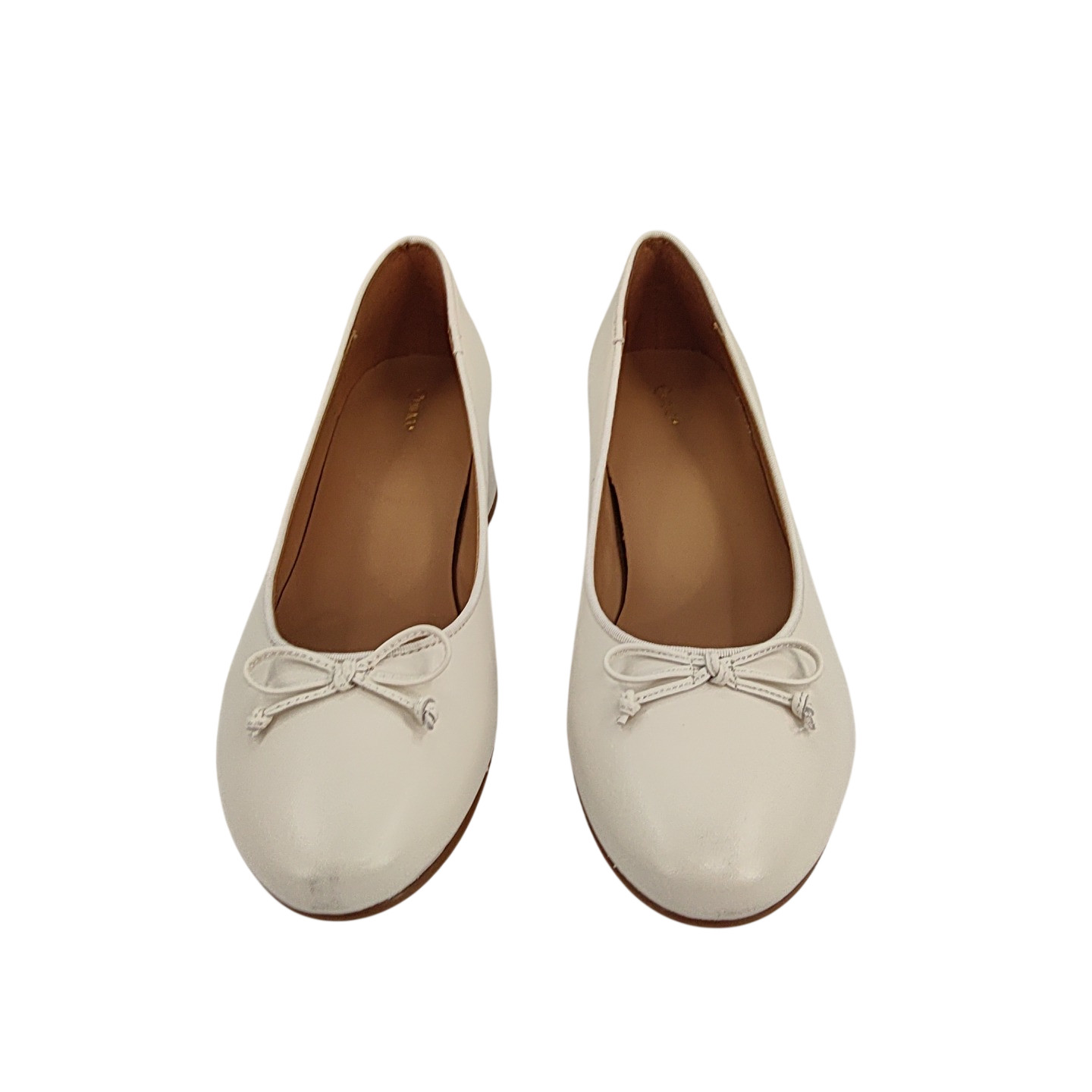 Quince Women Italian Leather Ballet Block Heel Pump Bone Shoes 9