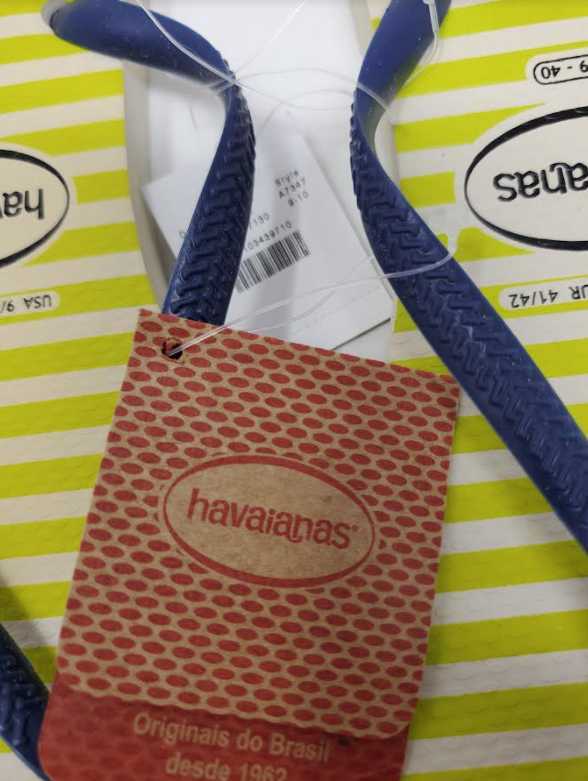 NEW WOMENS 6 9/10 & 11/12 HAVAIANAS FOR J CREW STRIPED NAVY FLIP FLOPS SANDLAS