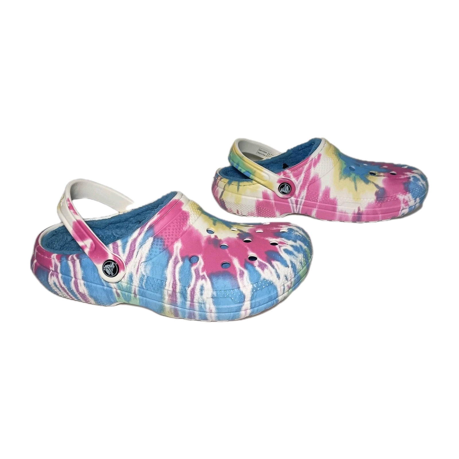 Crocs Clogs Unisex Baya Fuzzy Lined TieDye Pastel Swirl Spacecore Women 8/Men 6