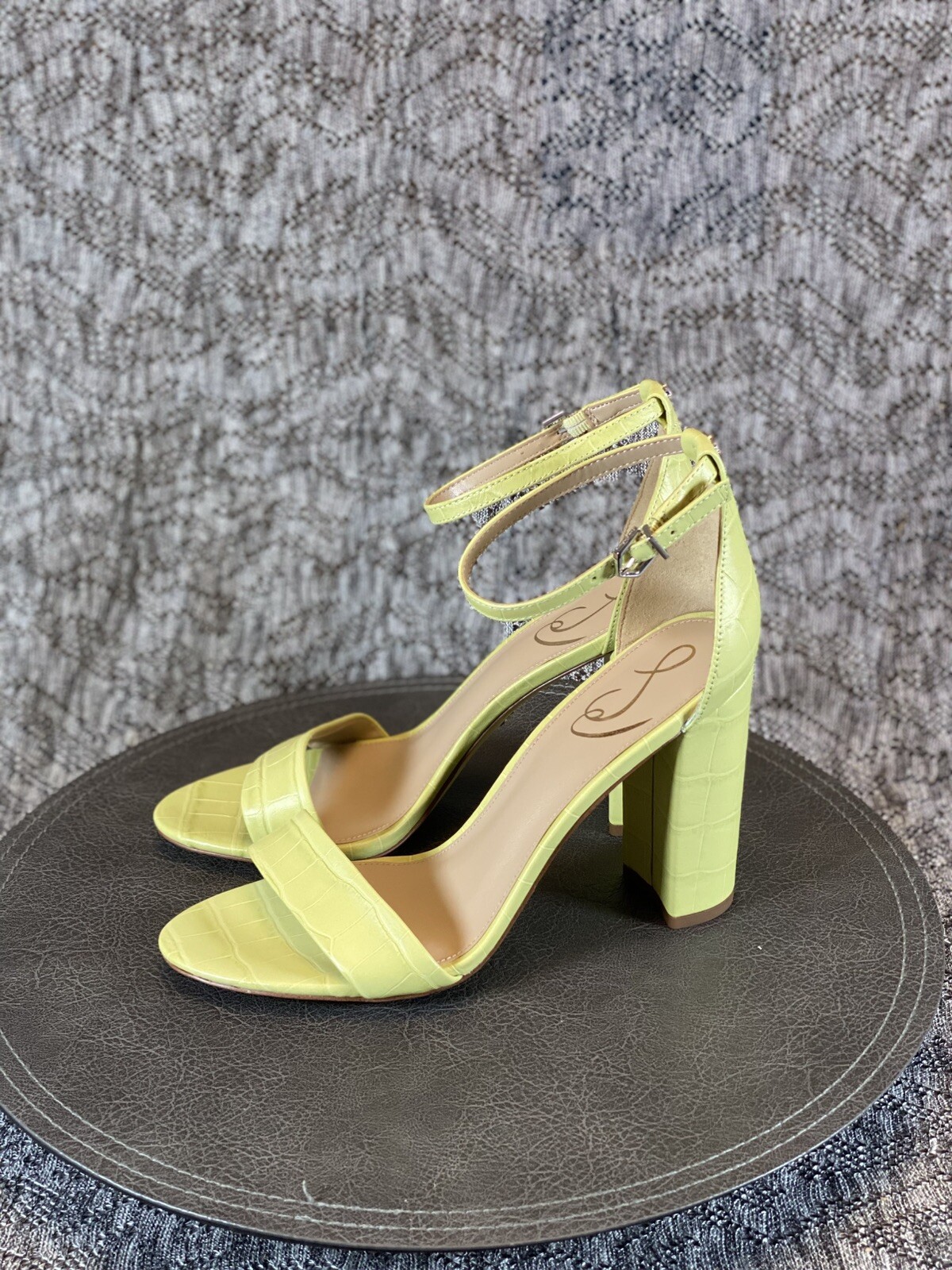 Sam Edelman Yaro Sandal Block Heels Size 9 M Kiwi Croco