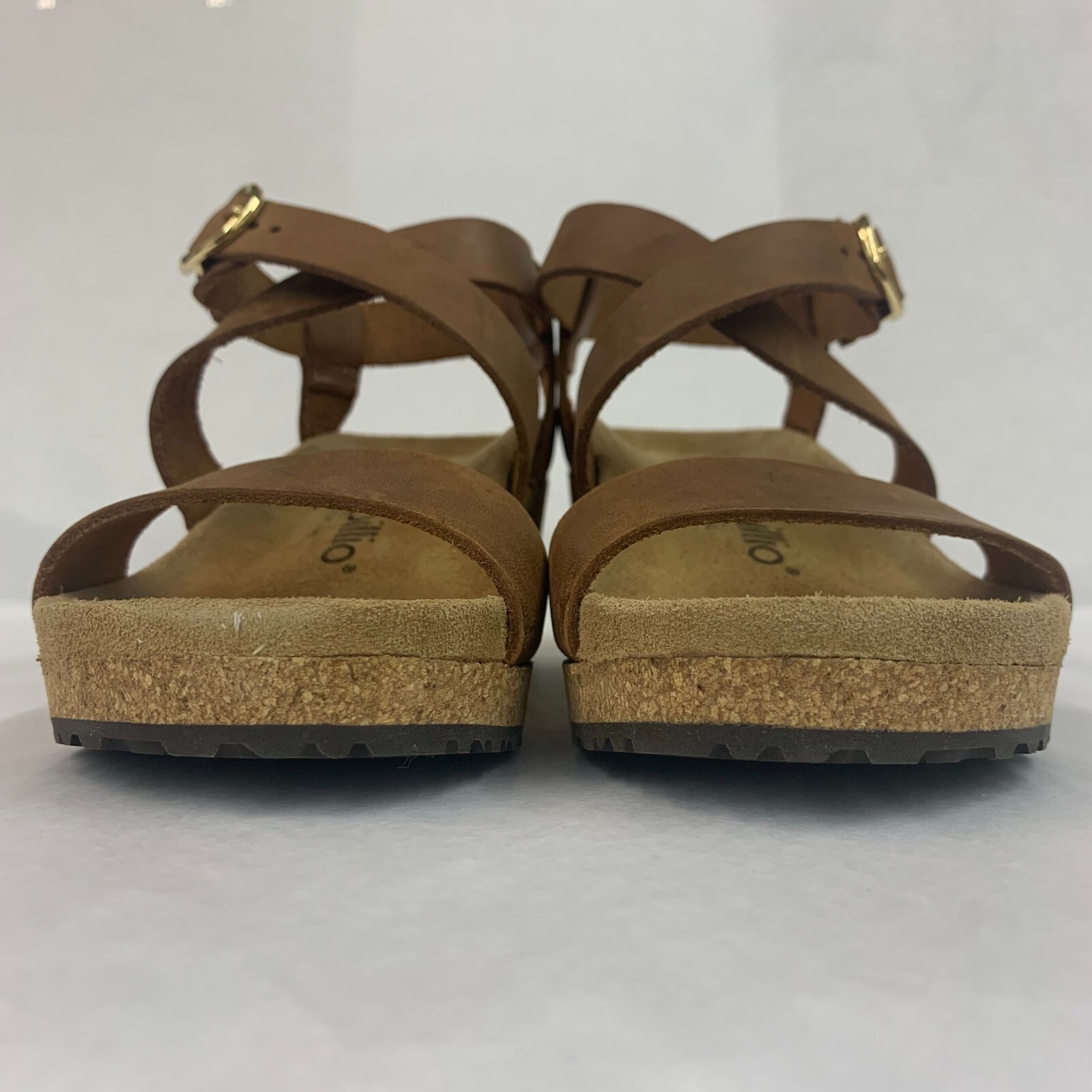 Birkenstock New w/ Box Papillio Sibyl Ring-Buckle Cognac Natural Leather Narrow