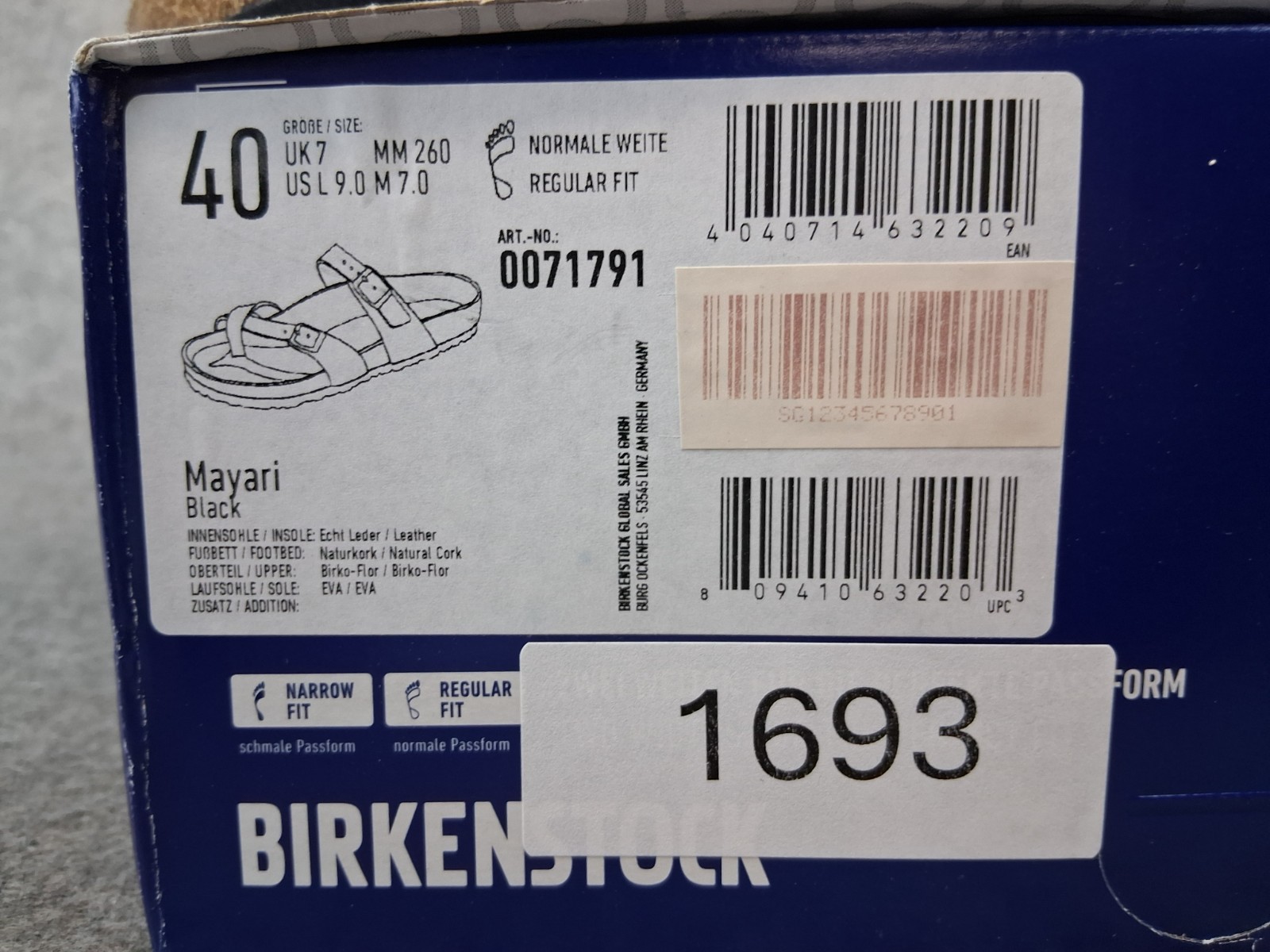 Size 7 Mens/ 9 Ladies – Birkenstock Mayari Black (Euro 40) Birko-Flor Upper