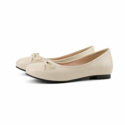 Womens Plus Size Casual Bows Ballet Flats Shoes Mary Jane Slip On Pumps Loafers