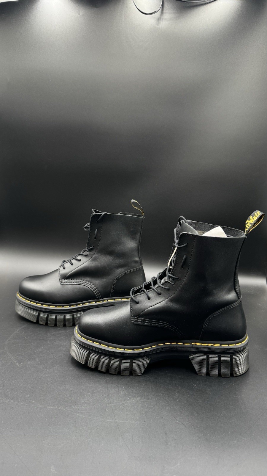 New Dr. Martens Audrick 8-Eye Platform Boots Black Leather Women’s US 10 EU42