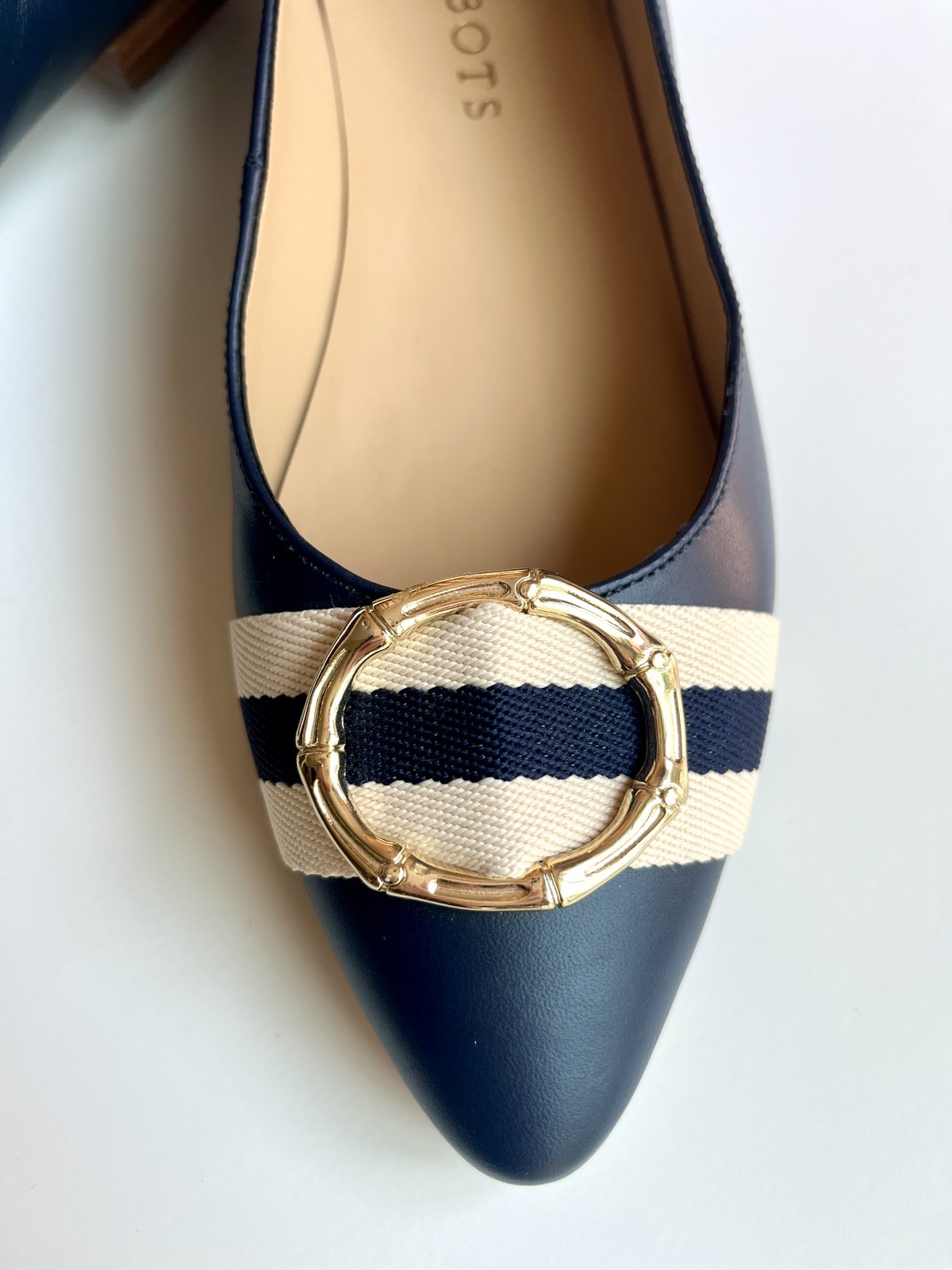 Talbots Edison Bamboo Ring Women’s Sz 6M Navy blue Leather Flats