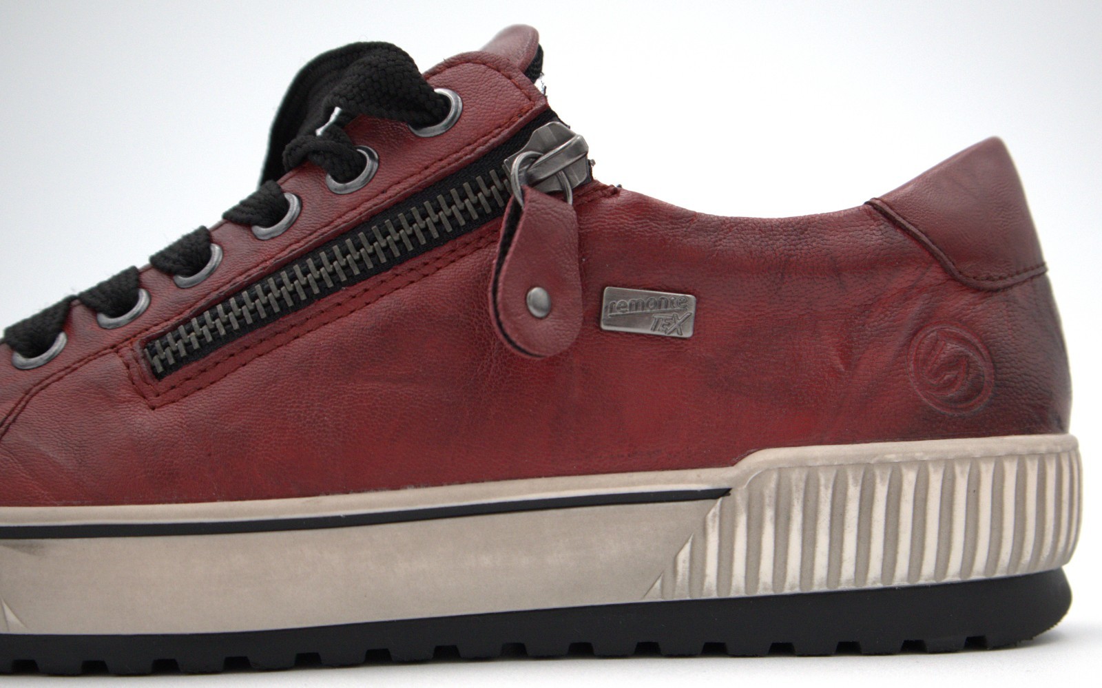 Remonte Maditta 00 Leather Sneakers Red EU 37 US 6–6.5 Women Lace-Up Side Zip