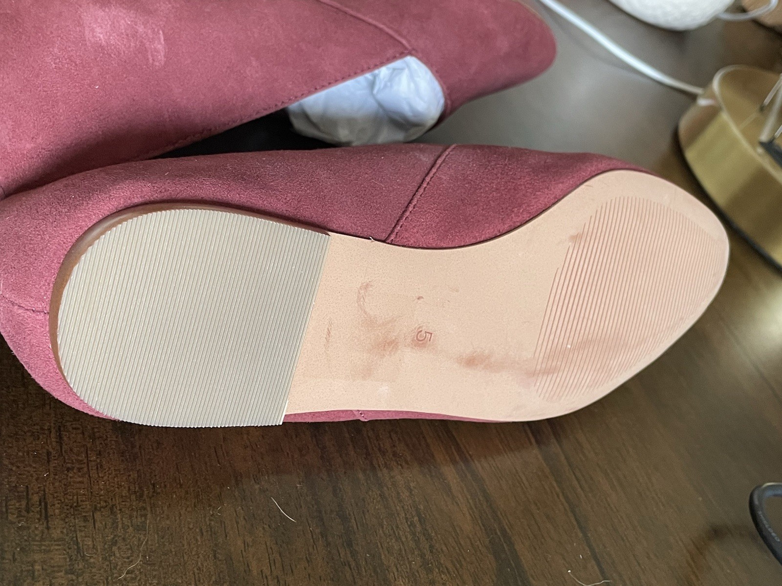 Madewell The Lizbeth Pointy Flats Women 5 Shoes Suede Leather Burgundy Slip On