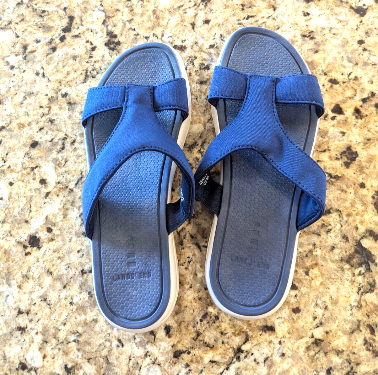 Lands End Womens Shoes Gatas Slide Sandals Deep Sea Navy size 6