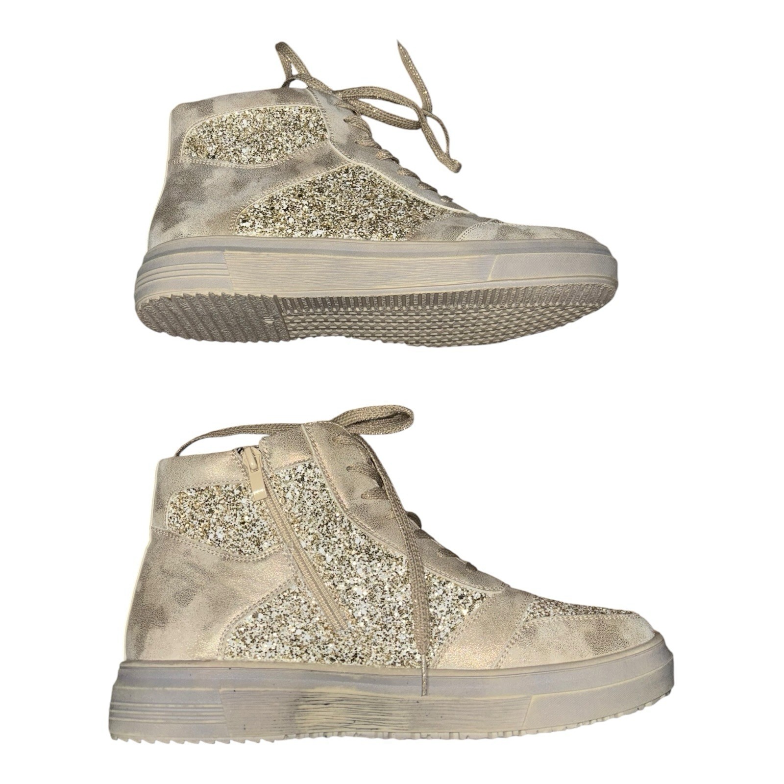 NWOT Corky’s Hey Girl Womens 7 Flashy High Top Sneakers Clear Rhinestone Sparkle