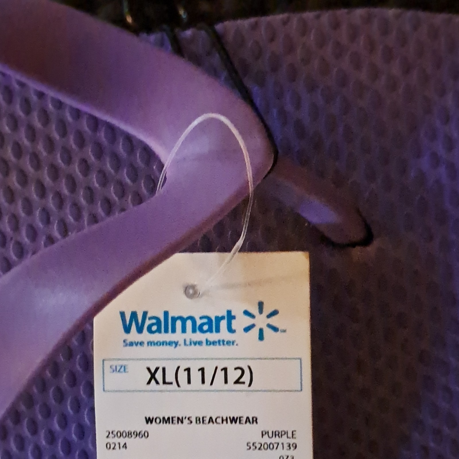 Walmart Women’s Purple Flip Flop Sandals Slip-On Plastic Upper US 11/12