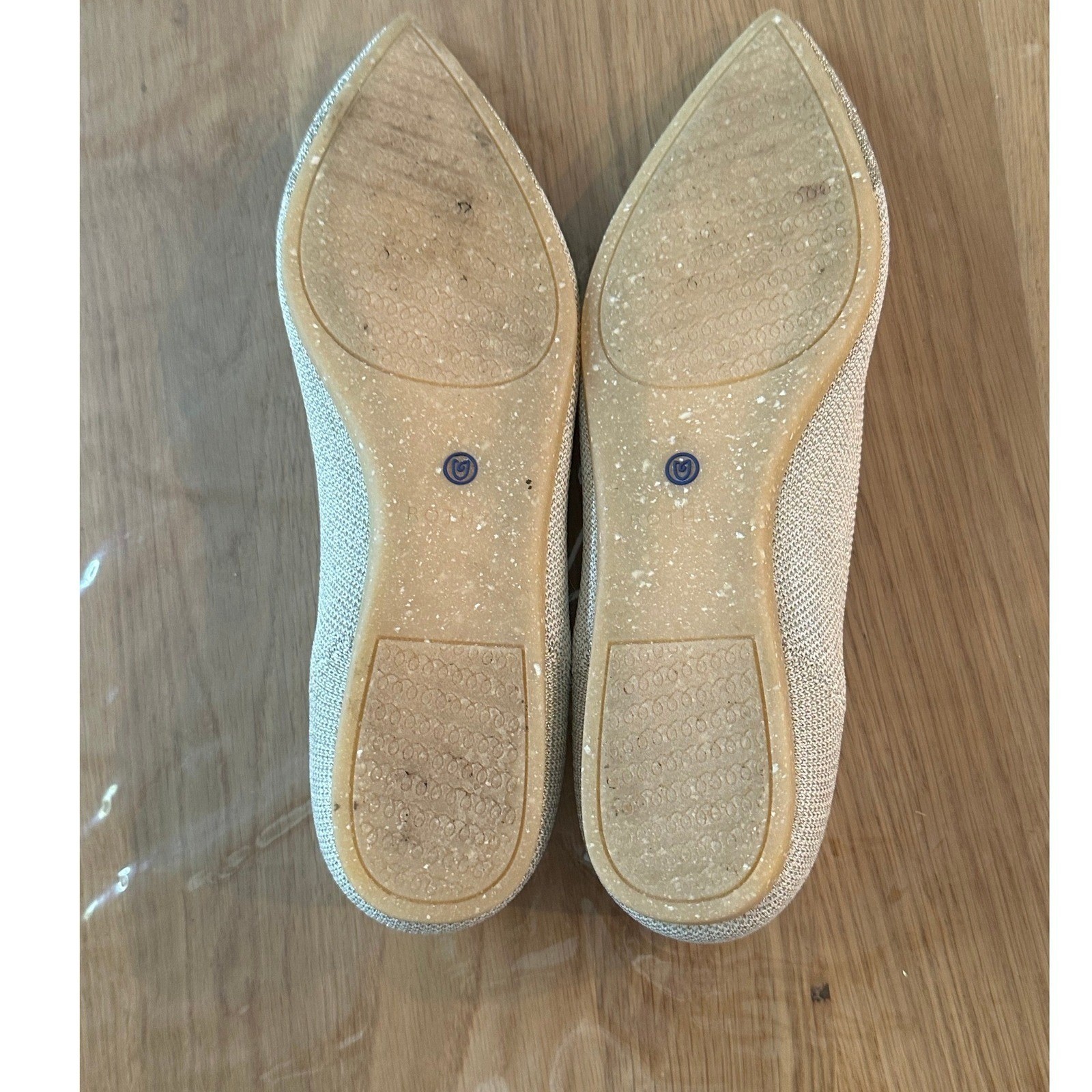 Rothys The Point Metallic Flats Shoes Womens 8.5 Diamond Twill