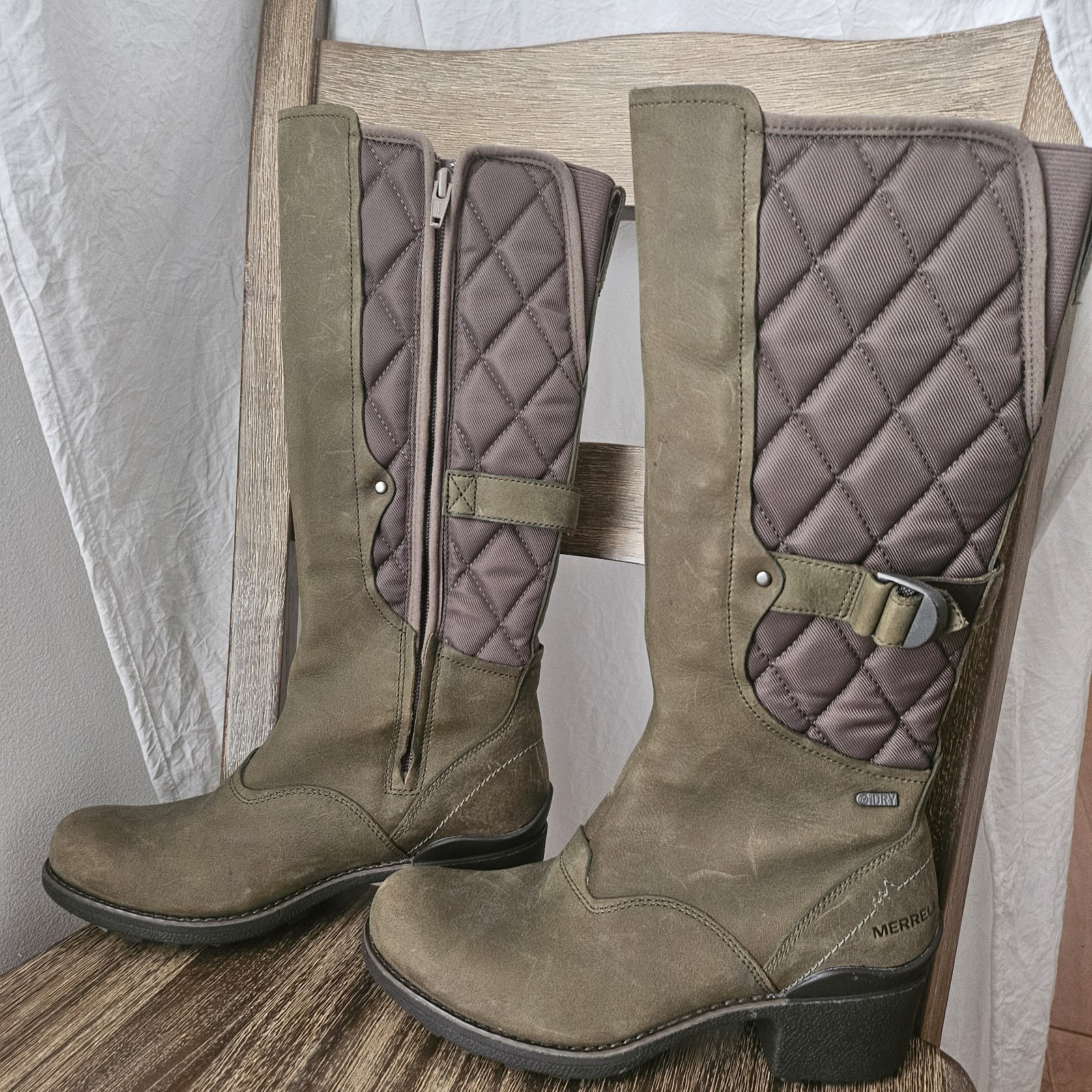 Merrell Tall Boots Women US6 UK3.5 EU36 Dusty Olive Performance Footwear Winter