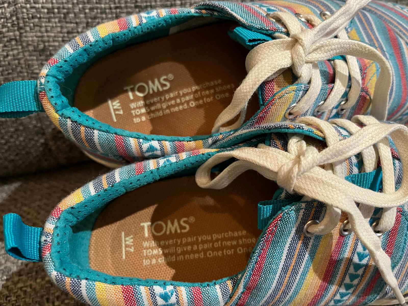 Toms Del Rey 1000999 Multicolor Striped Lace Up Sneakers Shoes – Women’s Sz 7M