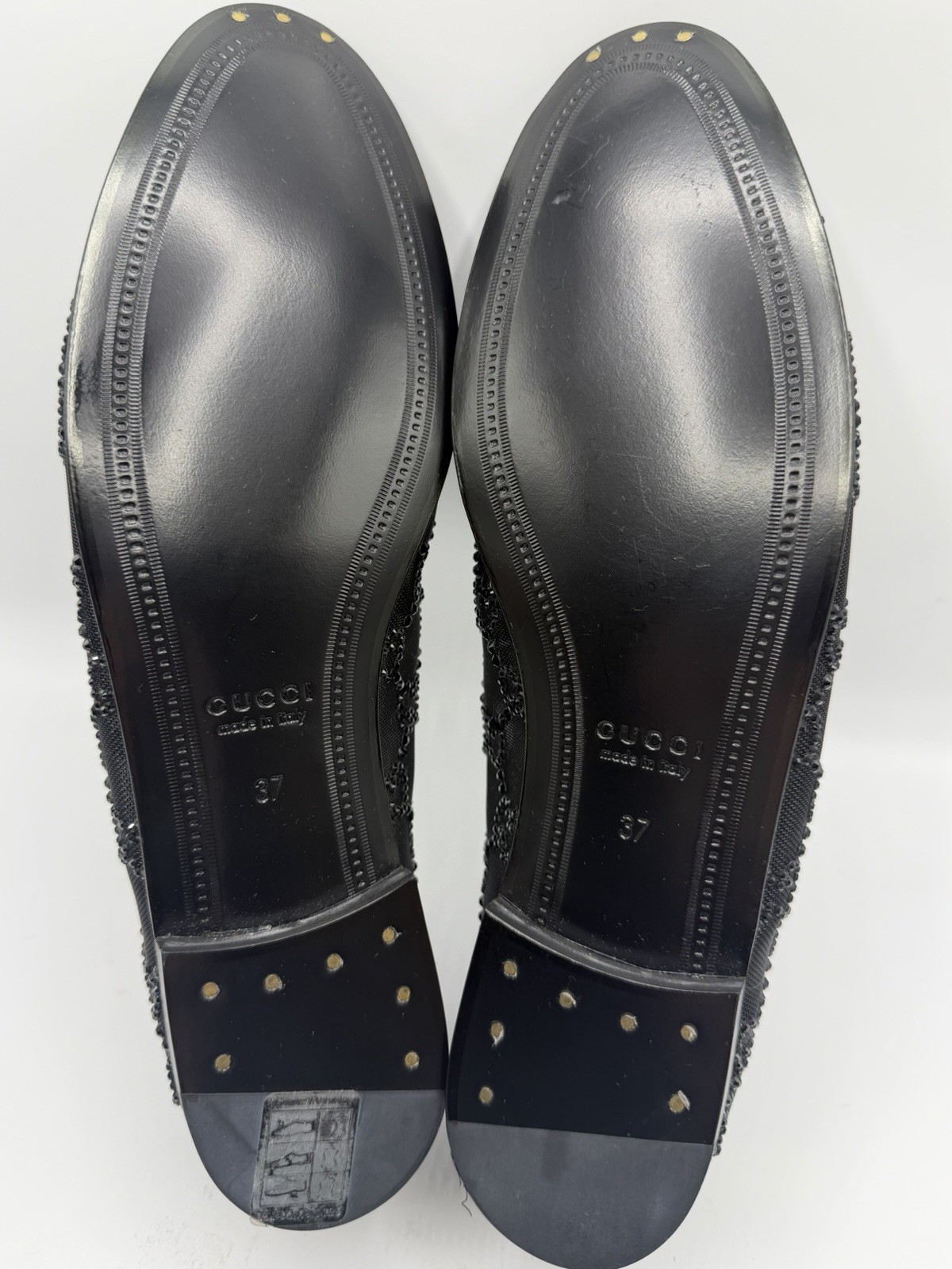 NIB Gucci GG Monogram Logo Crystal Rhinestone Jordaan See Through Mesh Loafers