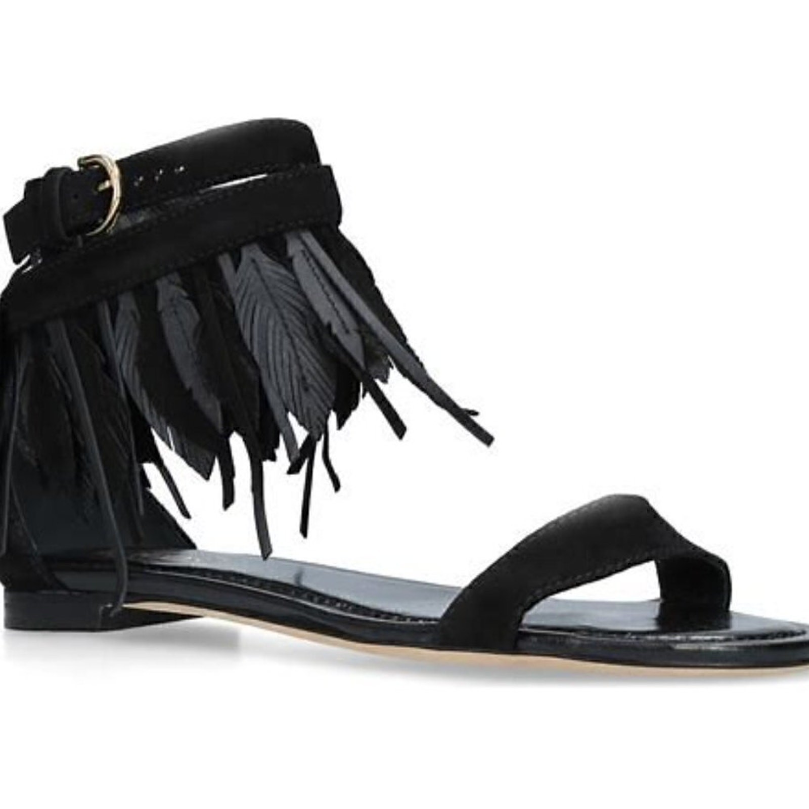 Tod’s Leaf Fringe Suede Leather Sandals Ankle Strap Black EU 38 US 8 NIB $845