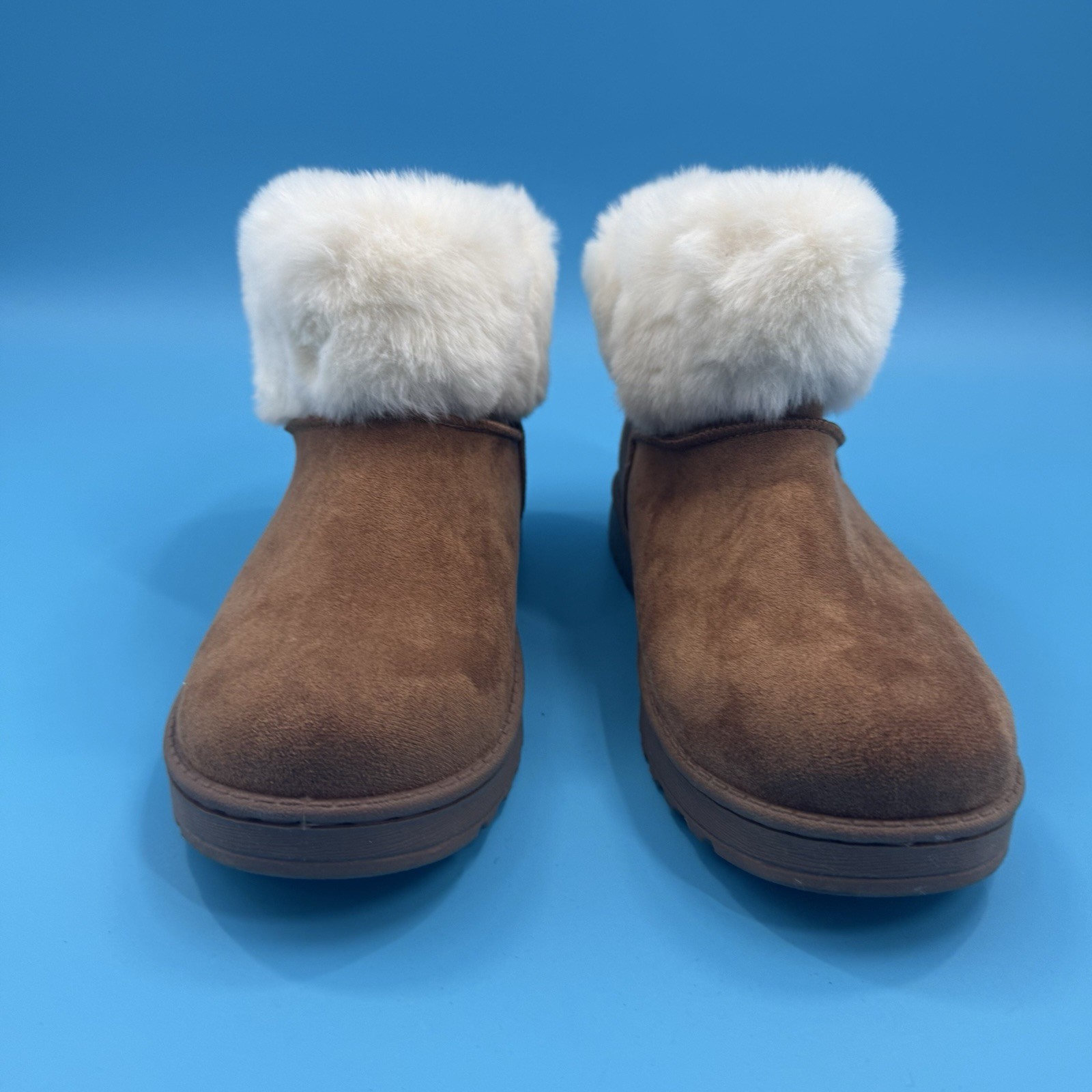 Womens SO Chestnut Faux Fur Boots Sz 10