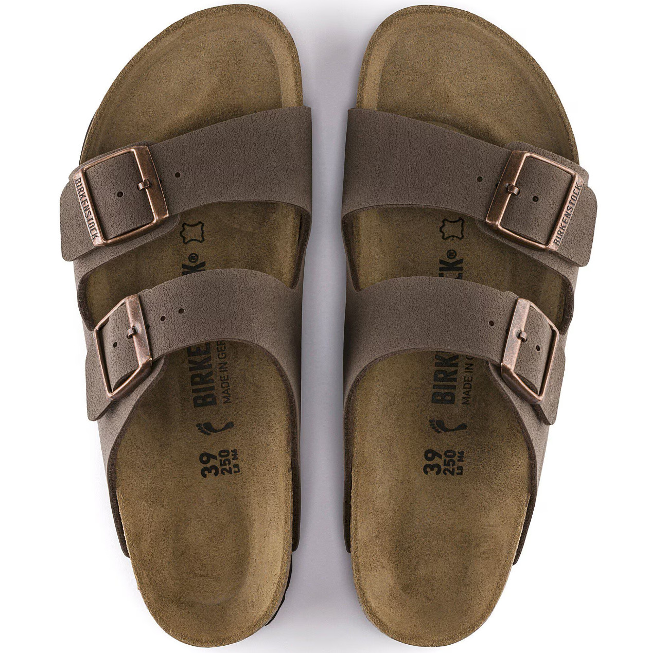 Birkenstock Arizona Birkibuc Leather in Mocha Two-Strap Unisex Comfort Sandals