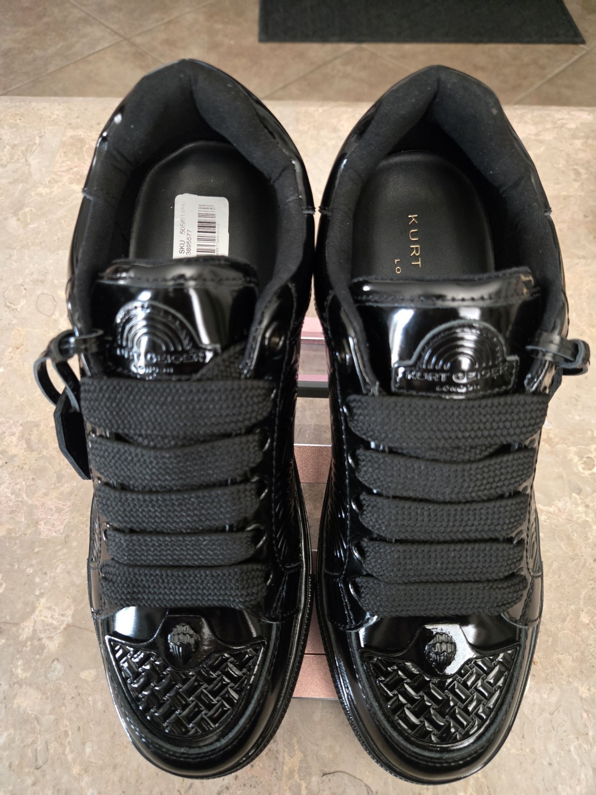 Kurt Geiger London Southbank Tag Platform Sneakers in Black. Size 42