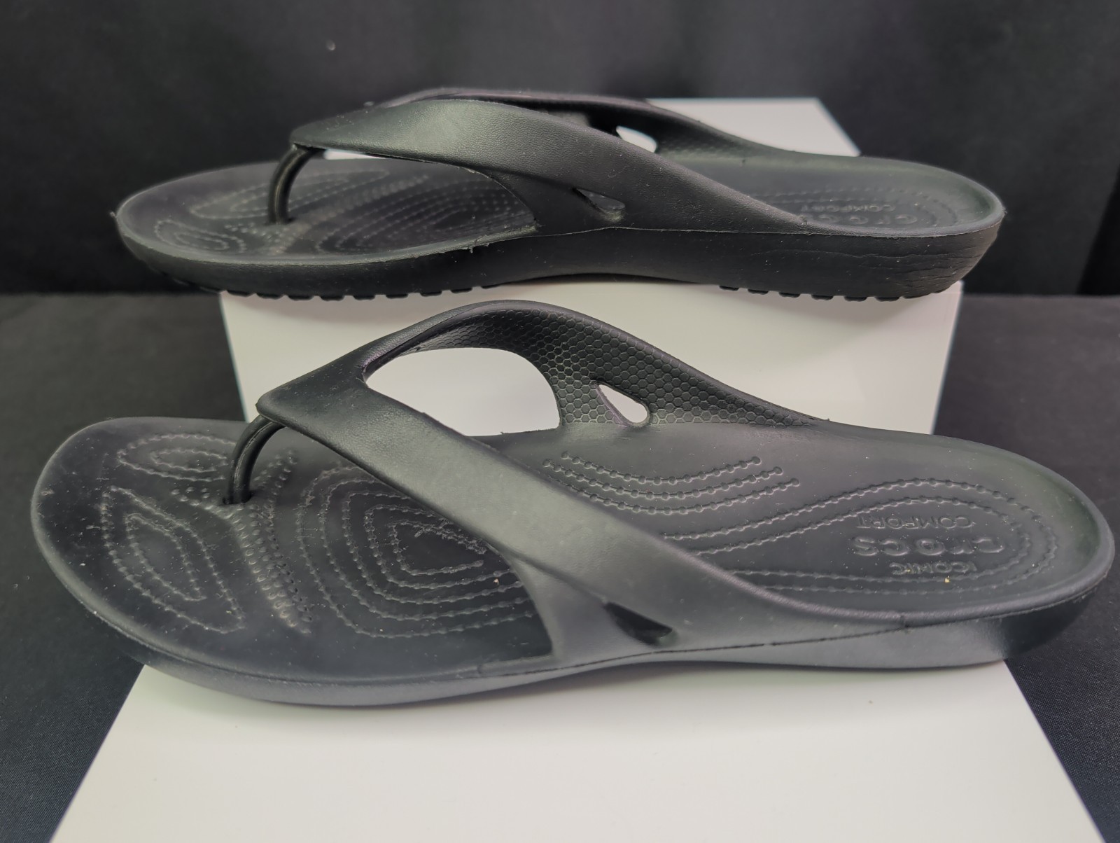 Iconic Crocs Comfort Sandals Kadee II Flip Flops Black 202492-100 Sz W 10