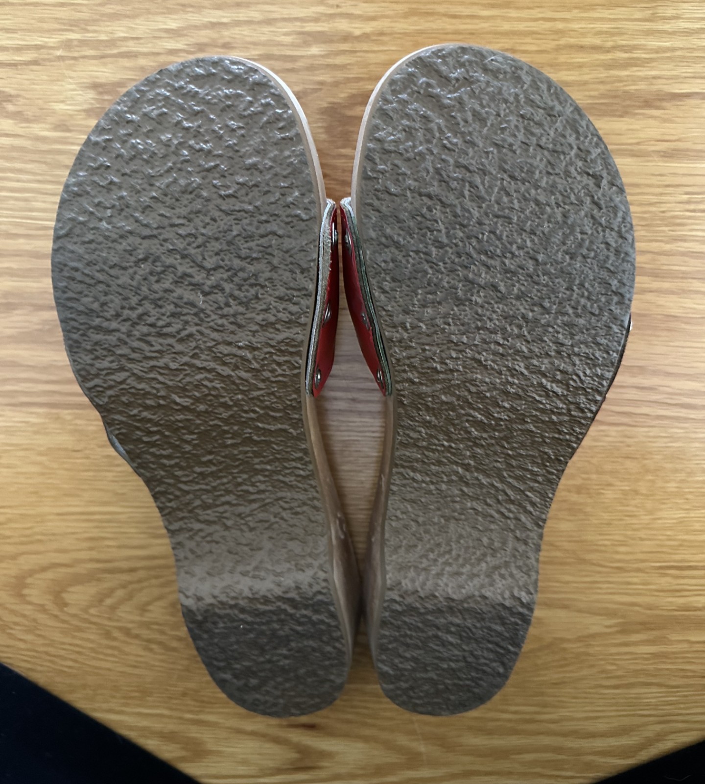 Dr Scholl’s Wood & Leather Exercise Sandals Red Made in Austria Size 7