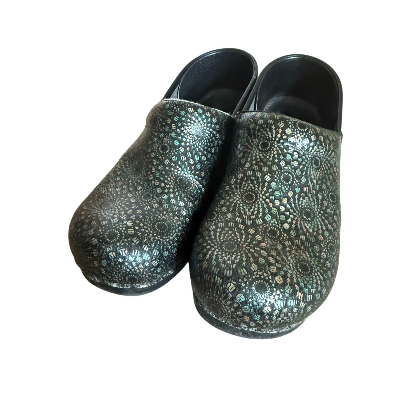 Dansko Professional Leather Clogs EU 40 Black Metallic Mosaic Comfort Shoes
