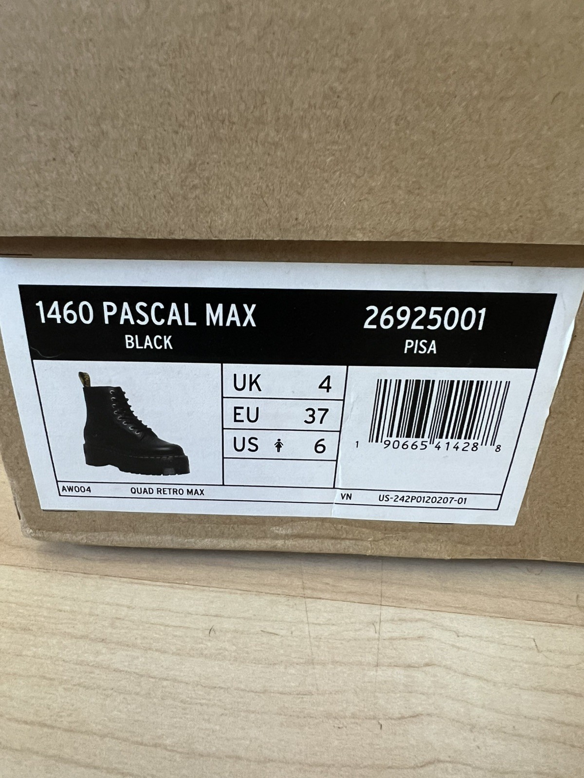 Dr. Martens 1460 Pascal Max Black Leather Lace-Up Platform