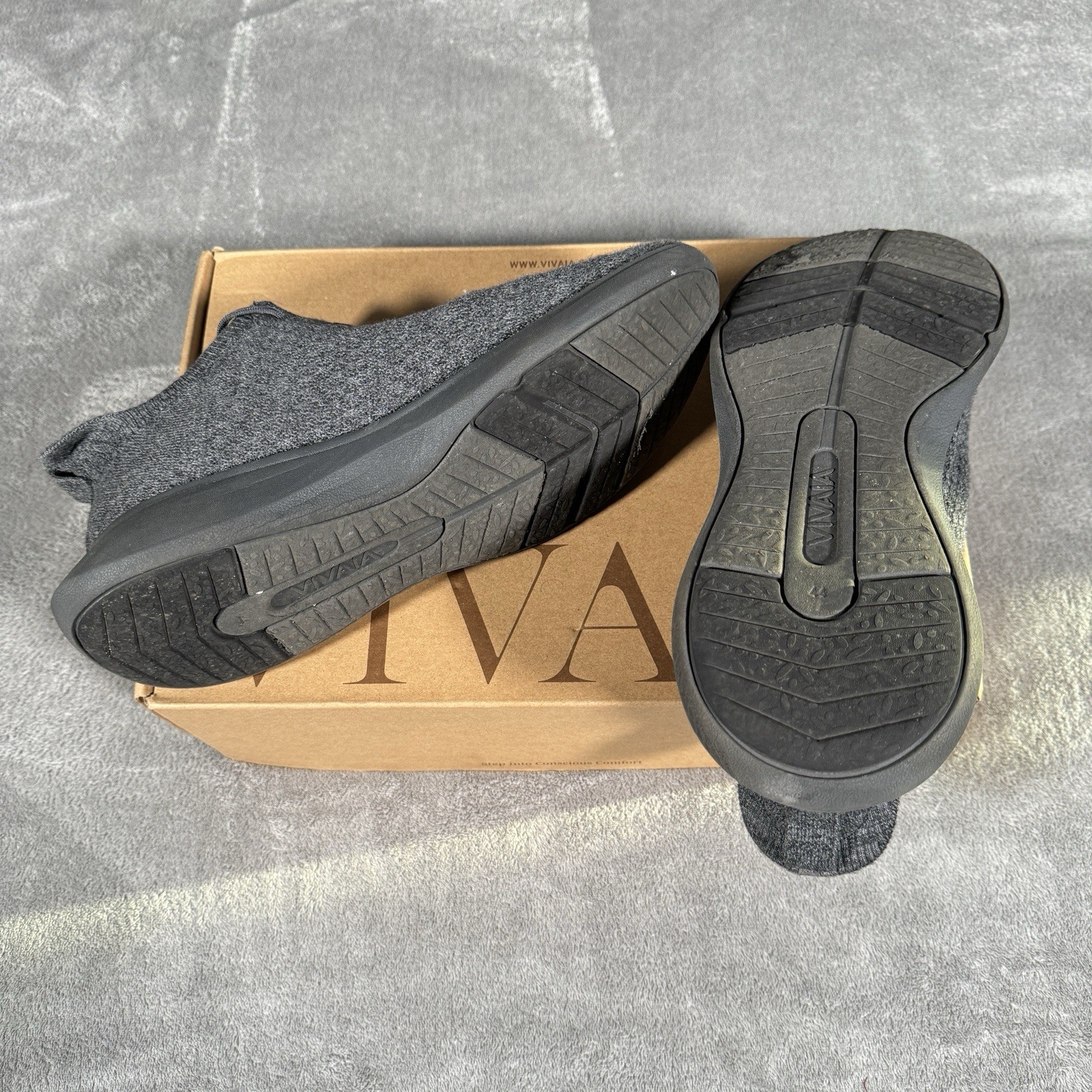 Vivaia Sneaker Sliders Urban Men’s 10.5 EU 44 Dark Gray Wool Mesh Knit Water Rpt