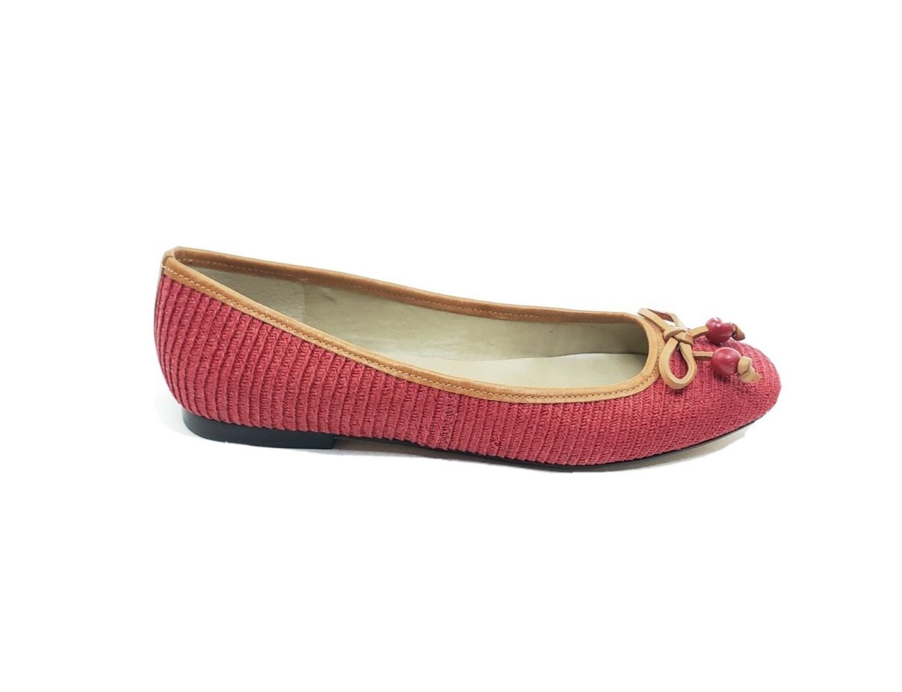 Talbots Fanny 22 Womens Ballet Flats Red Textile Leather Trim Size 9M