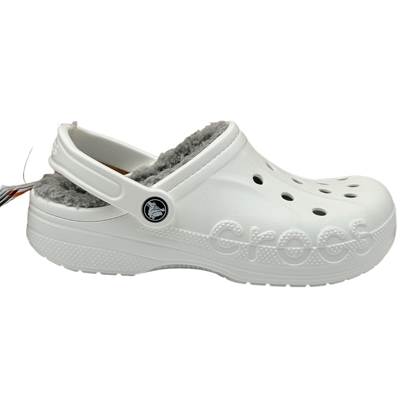 Crocs Women’s Baya Lined Clogs Size 9 White Slip-on Faux Fur Fuzzy & Warm