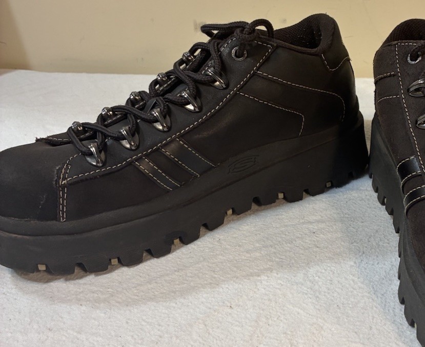 Vintage 90s Y2K Skechers Jammers Platform Chunky Black Brown Shoes Womens 9.5M