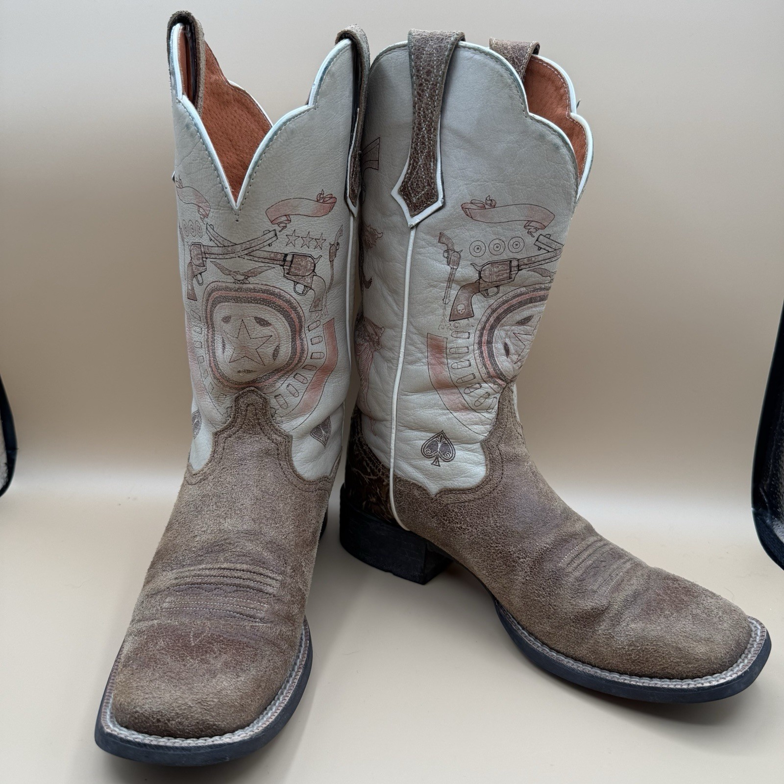 Ariat ATS Western Cowgirl Boots Womens 7.5B Brown Suede Square Toe Leather
