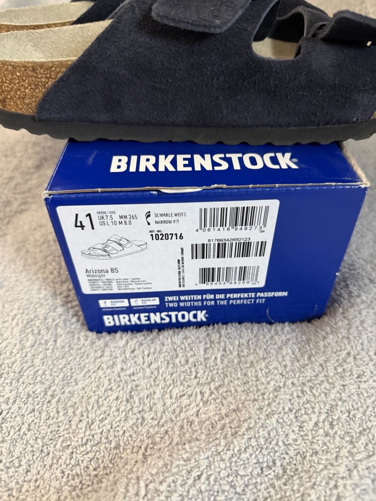 Birkenstock | Arizona | suede Soft Footbed | Navy | Size EU 41 / W 10 / M 8
