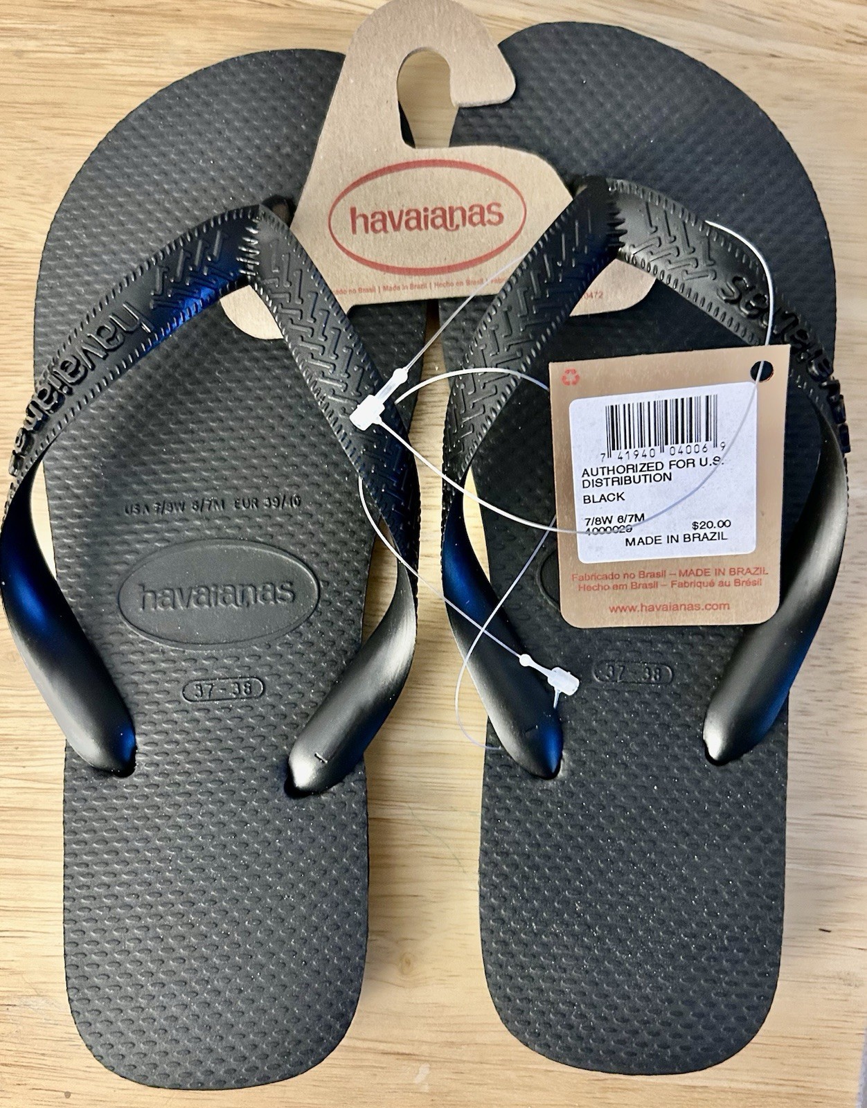 Havaianas Black Flip flops Sandal Size 7-8 Women 6-7 Men