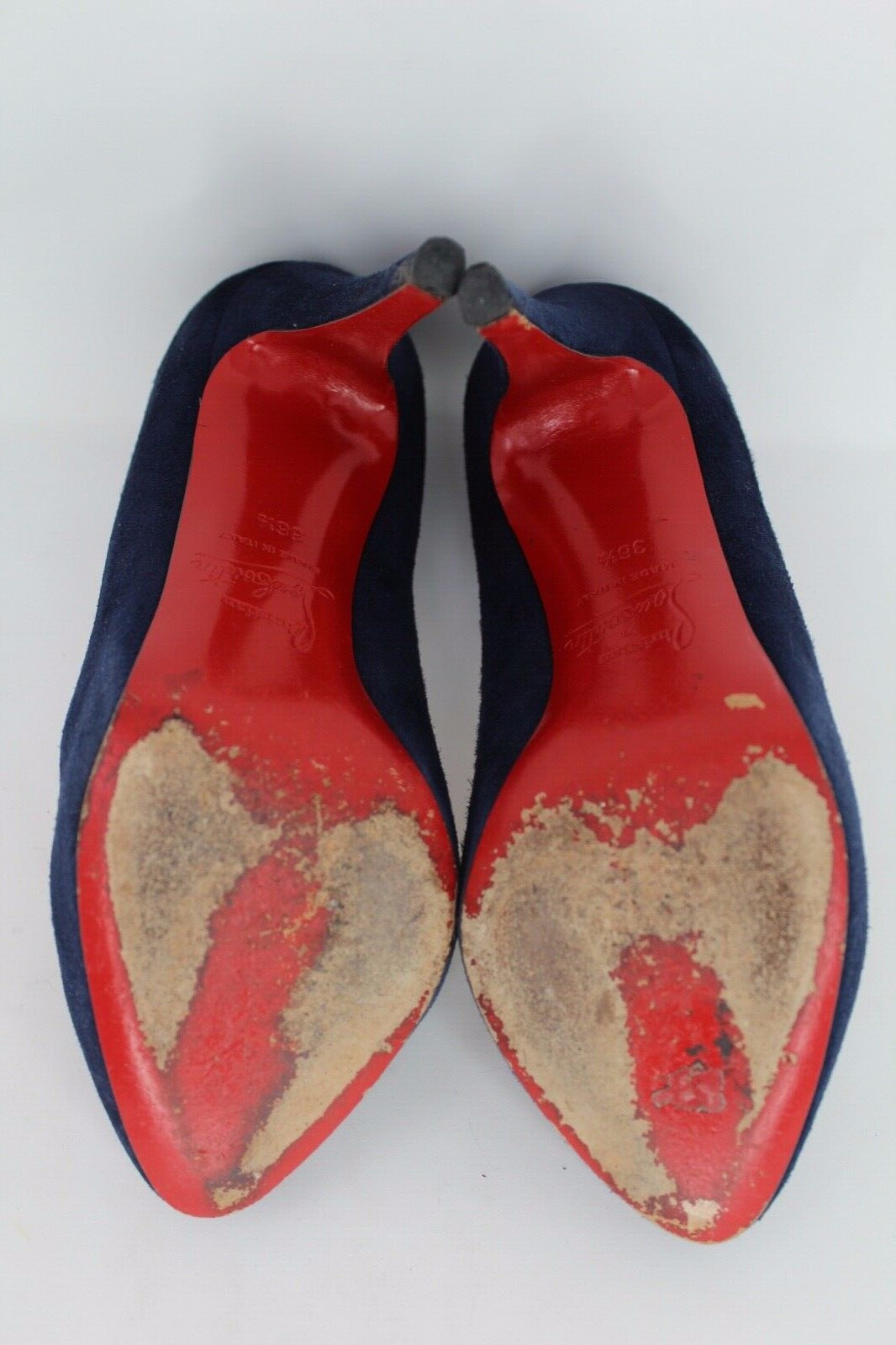 CHRISTIAN LOUBOUTIN Navy-Blue Suede Simple Semi Pointed Toe Pumps, US 6.5 $595
