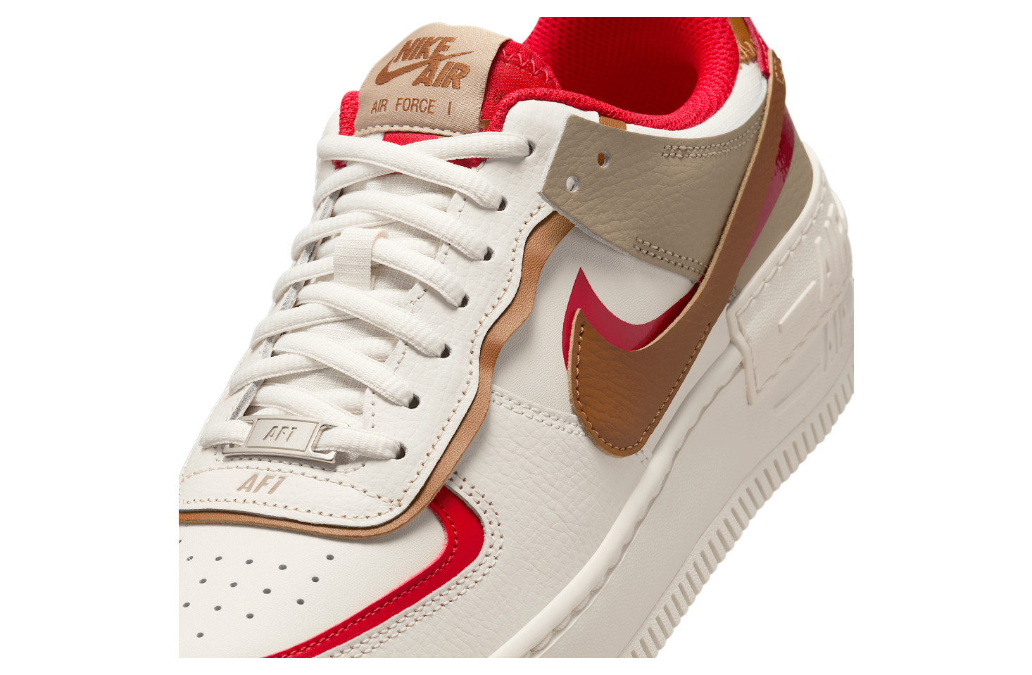 Women’s Nike Air Force 1 Shadow Phantom Fire Red British Tan Khaki HQ3400-030