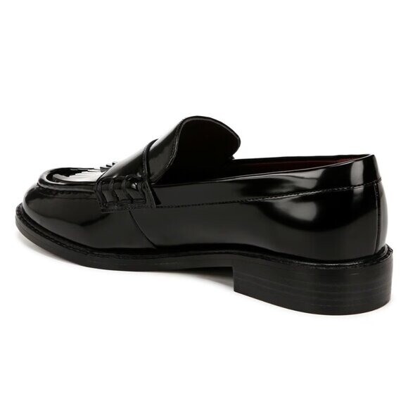 NEW FRANCO SARTO Women’s Alonzo Loafer Color: Black Faux Leather Fringe