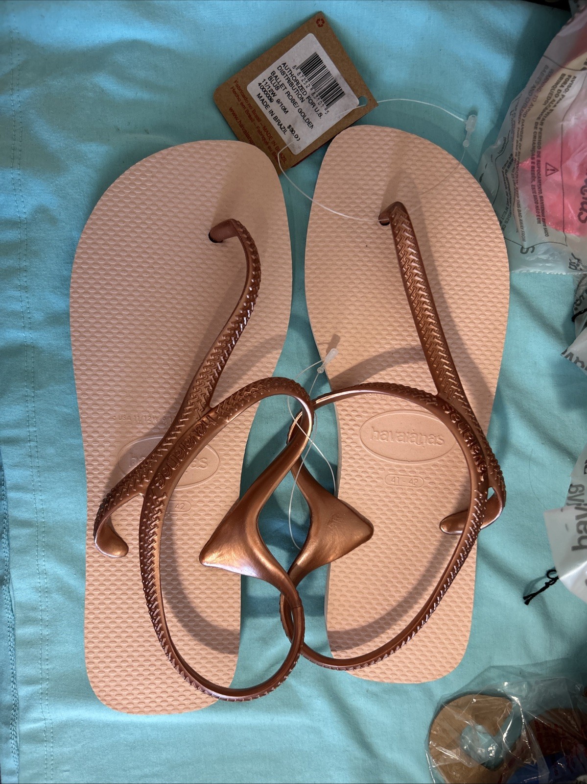 Womens 11-12 / 9/10 Men’s 41-42 HAVAIANAS Flip Flops Sandals Ballet Rose Golden